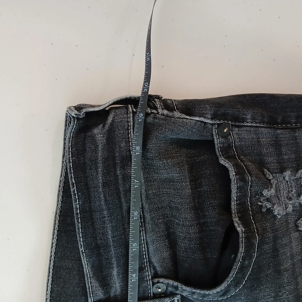 True Religion Rocco Jeans Men's 38 Black Distressed Moto Stretch Relaxed Skinny